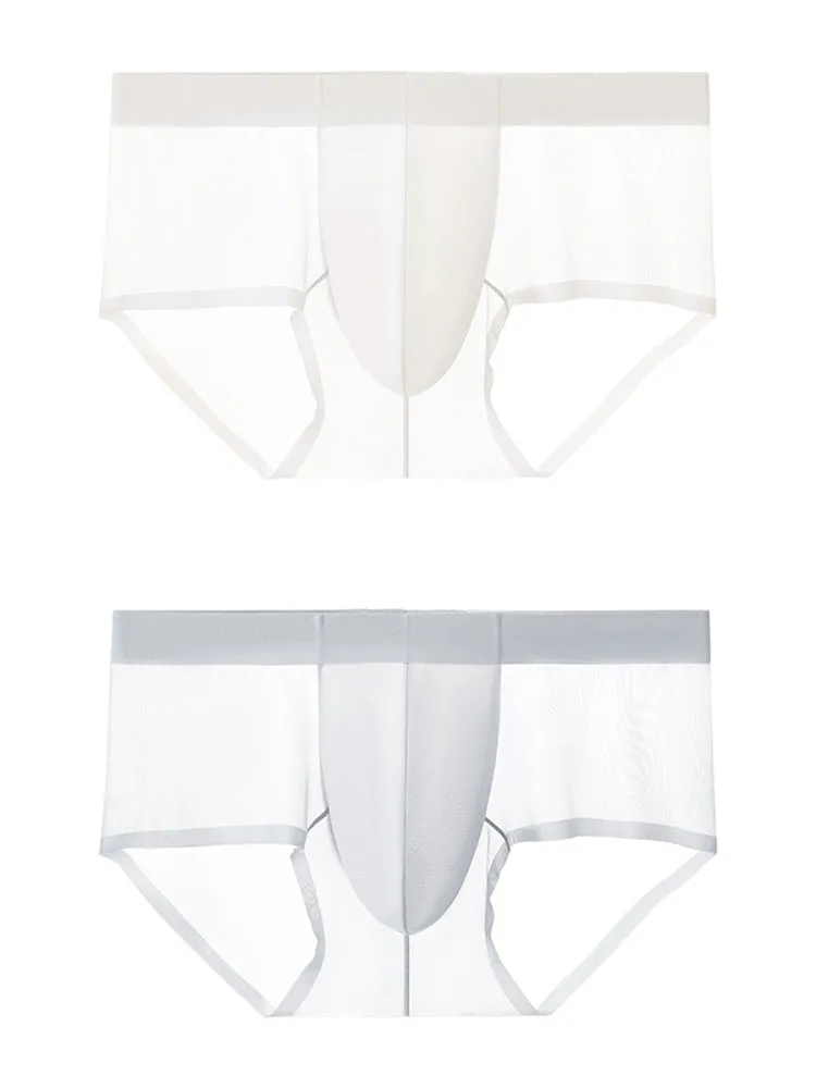 2 Pack Men's Ultra-Thin Ice Silk Breathable Quick-Dry Antibacterial Crotch Briefs