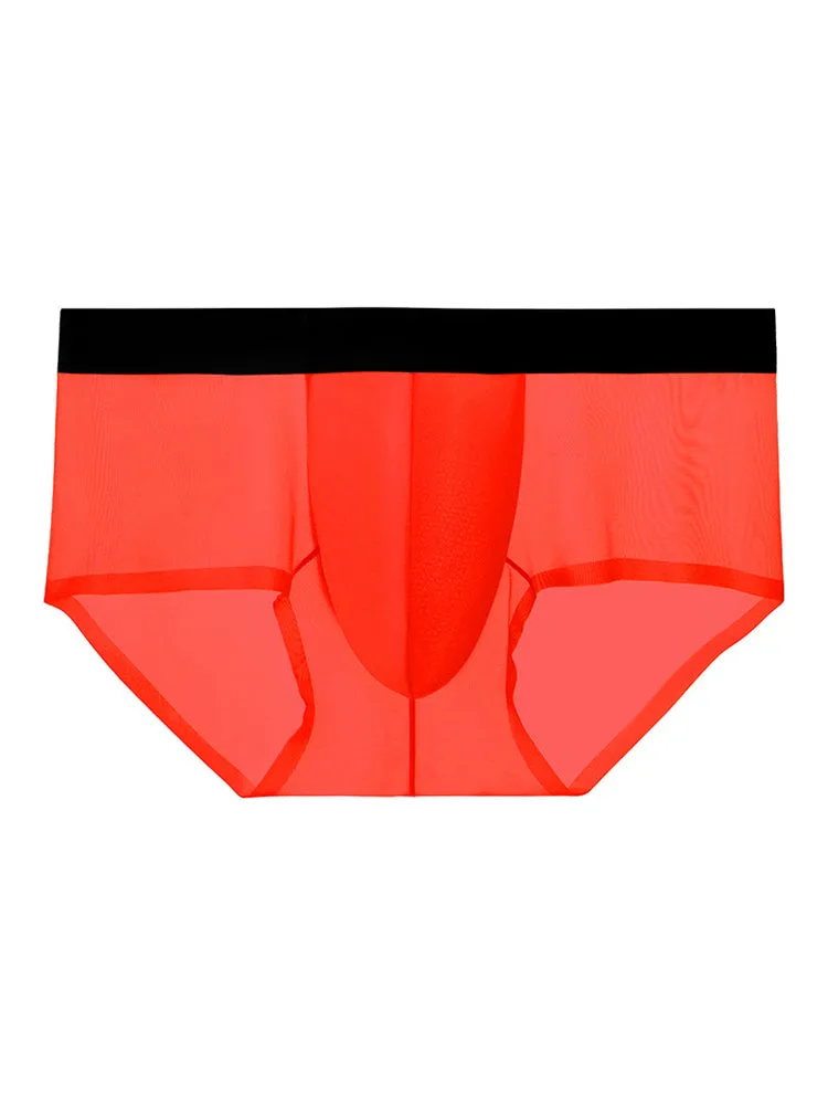 2 Pack Men's Ultra-Thin Ice Silk Breathable Quick-Dry Antibacterial Crotch Briefs