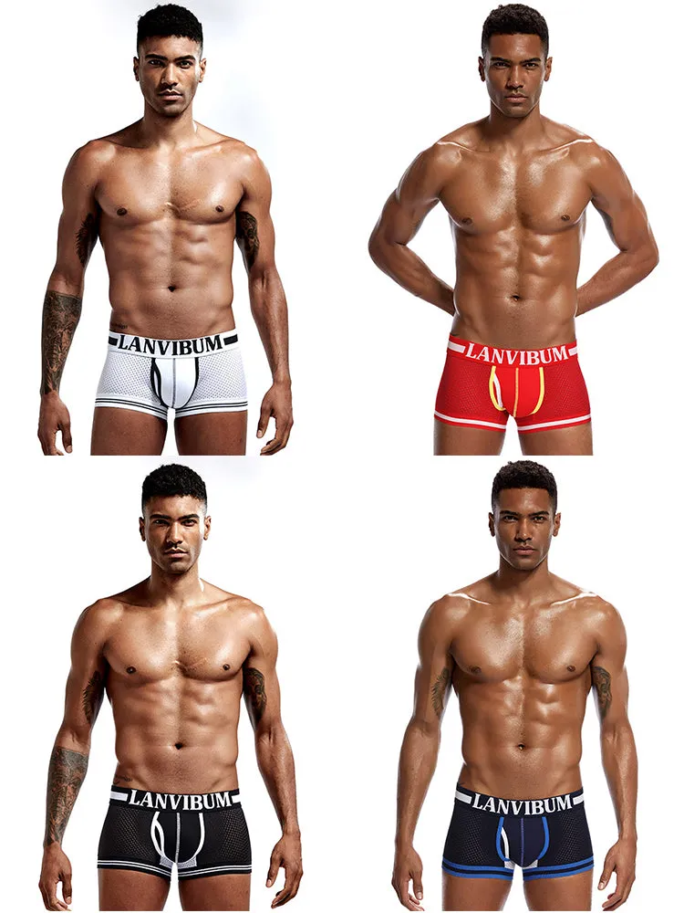 4 Pack Men's Mesh Breathable Quick-Dry Sexy Nylon Trunks
