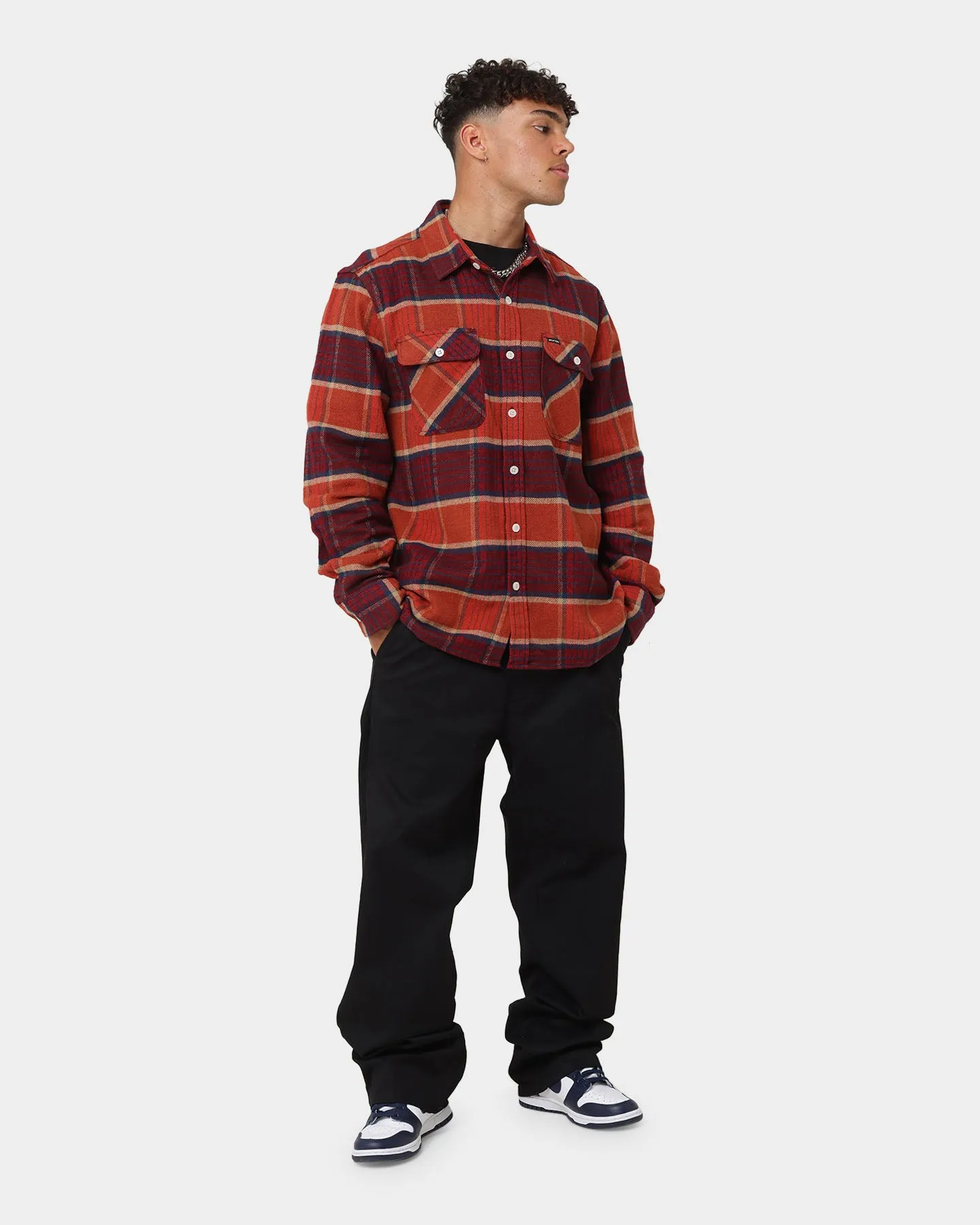 Brixton Bowery Flannel Jacket Mahogany Plaid