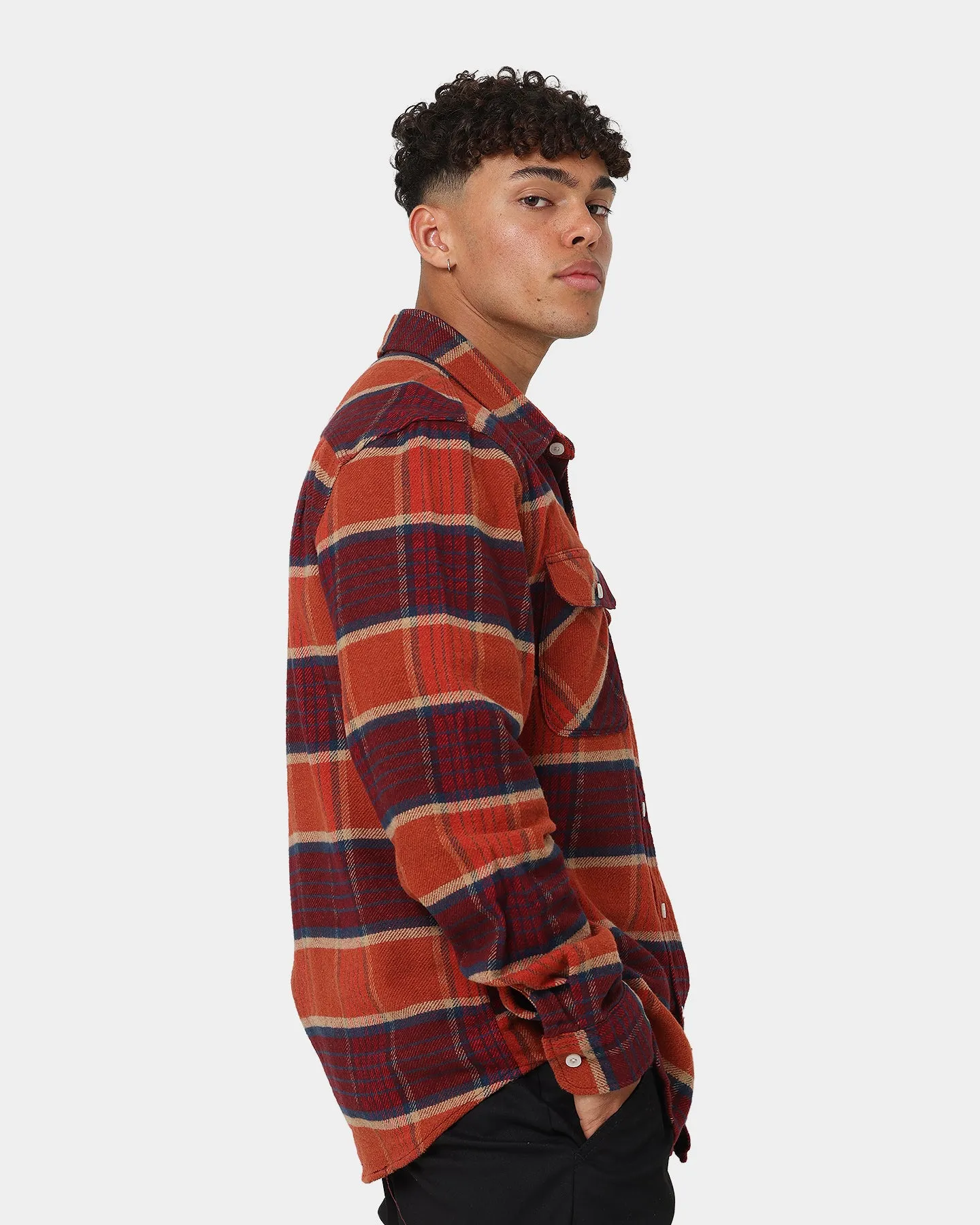 Brixton Bowery Flannel Jacket Mahogany Plaid