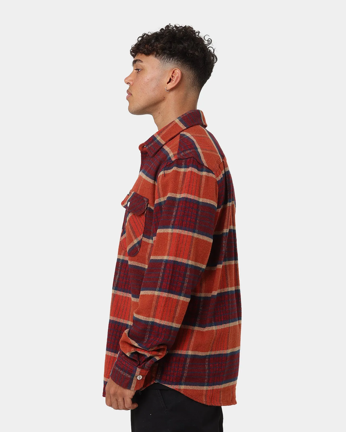 Brixton Bowery Flannel Jacket Mahogany Plaid