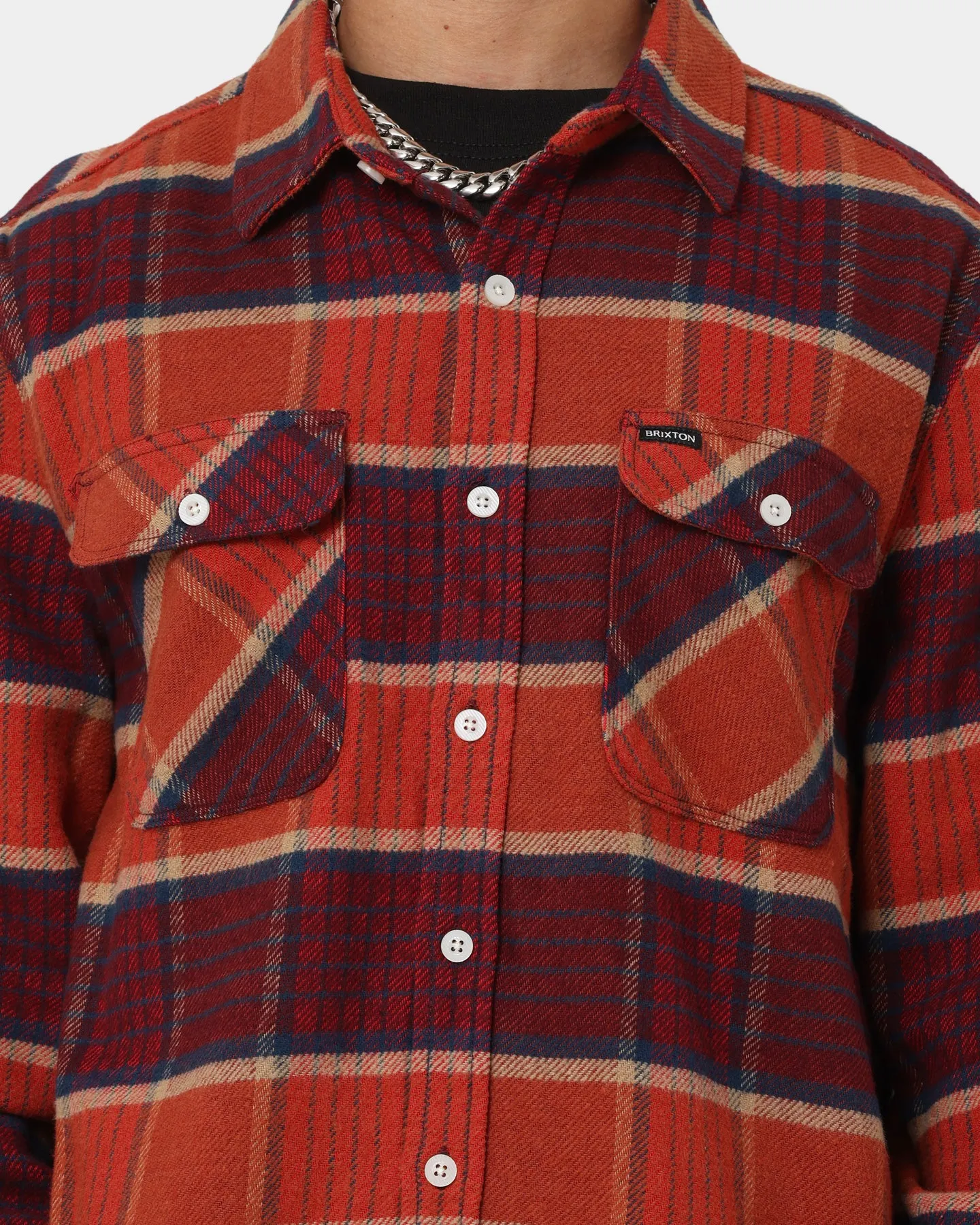 Brixton Bowery Flannel Jacket Mahogany Plaid