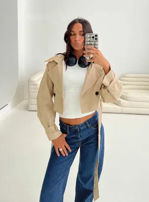 Darlington Cropped Trench Coat Beige