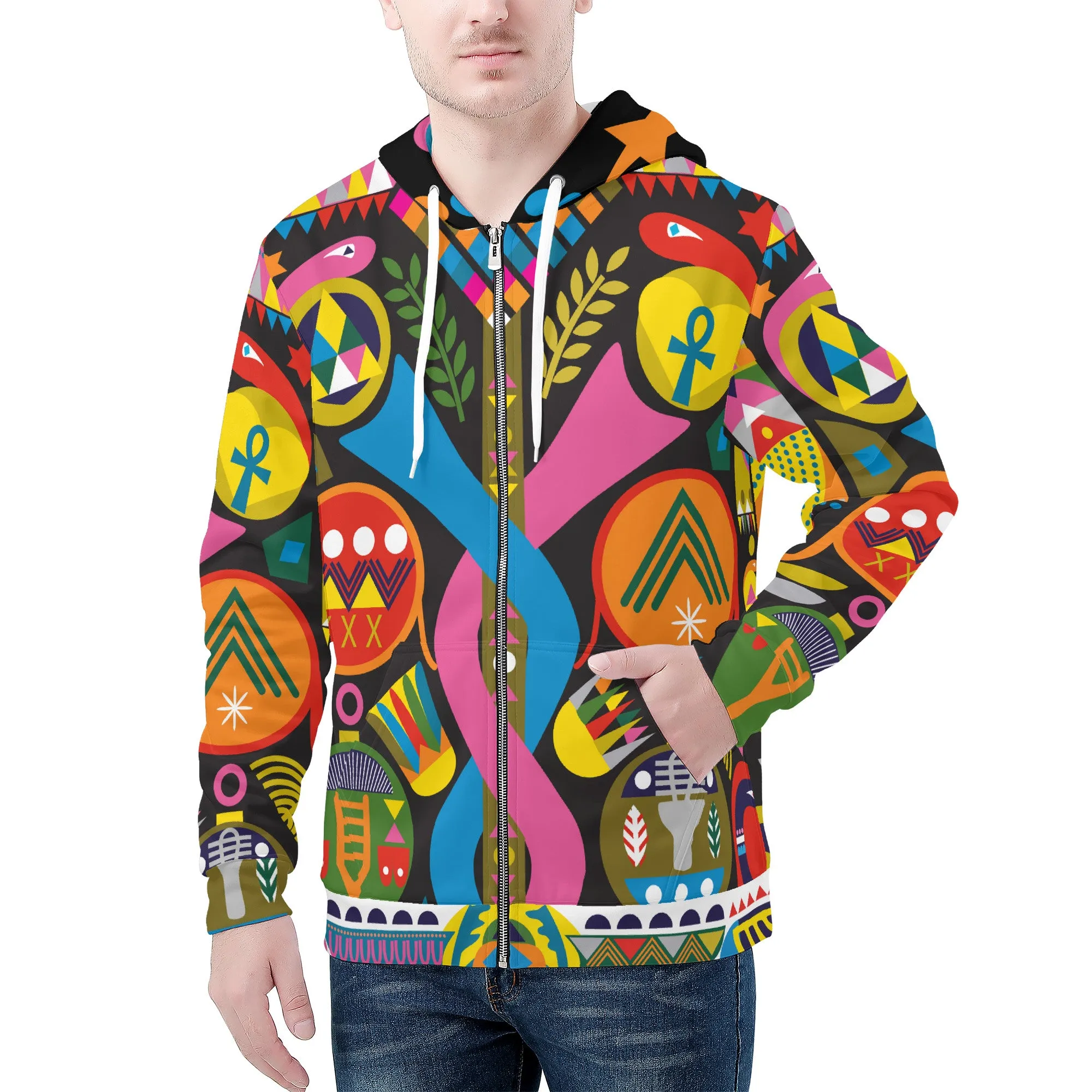 Double Snake All Over Print Zip Hoodie