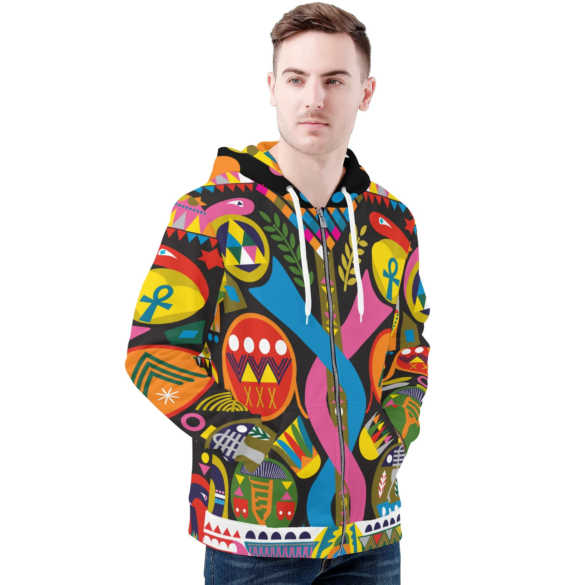 Double Snake All Over Print Zip Hoodie