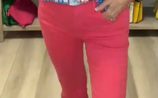 Hot Pink Cropped Flare Jeans