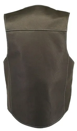 Made in USA Dual Front Zipper Bulletproof Style Leather Biker Vest Black/White