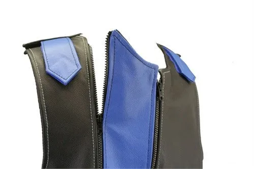 Made in USA Dual Front Zipper Bulletproof Style Leather Biker Vest Black/White
