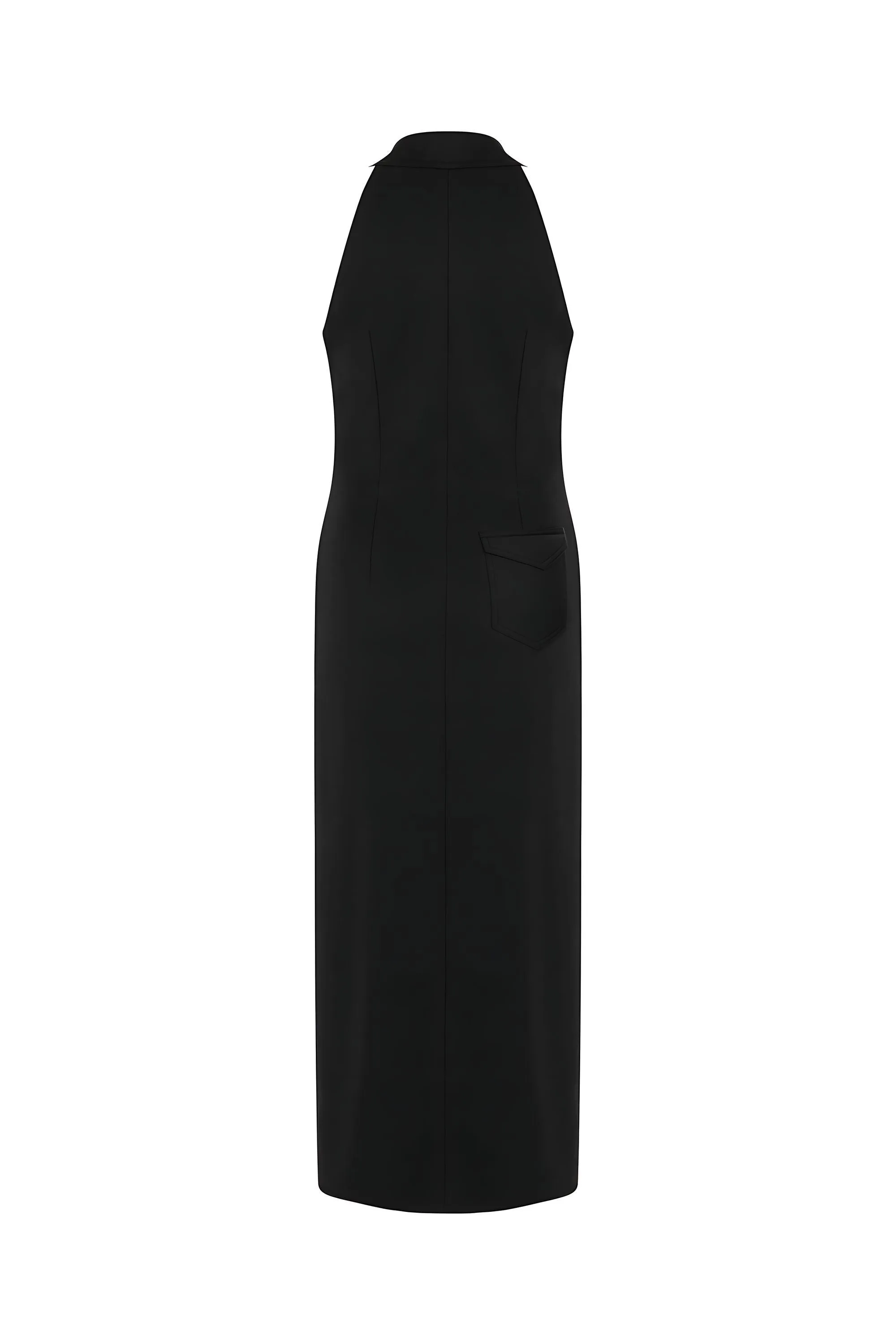 Midi Dress with Belt Designed Collar