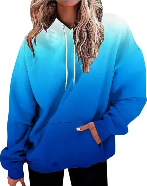 Oversized Hoodies for Women 2023 Fashion Fall Fleece Sweatshirts Tie Dye Long Sleeve Drawstring Hooded Pullover