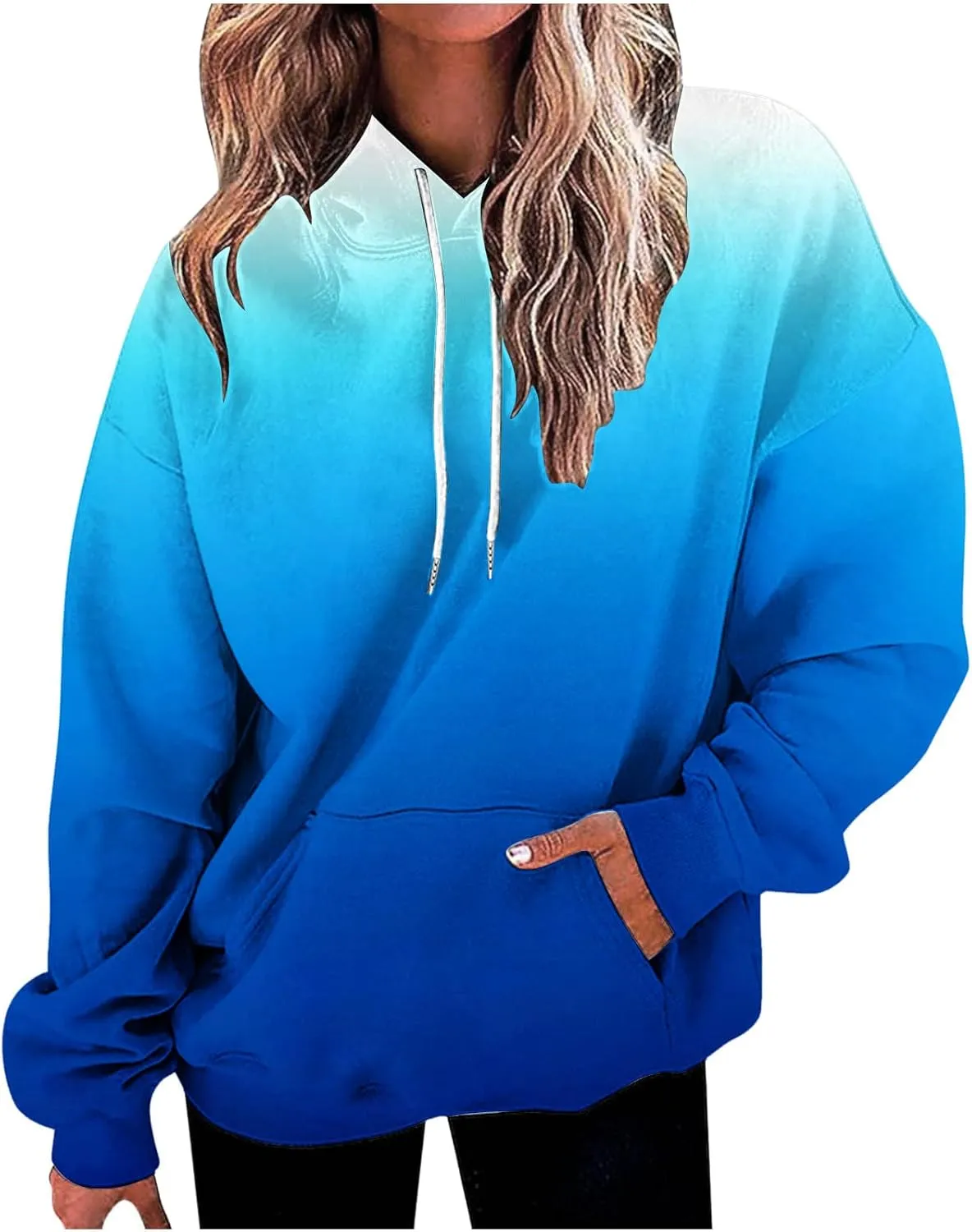 Oversized Hoodies for Women 2023 Fashion Fall Fleece Sweatshirts Tie Dye Long Sleeve Drawstring Hooded Pullover