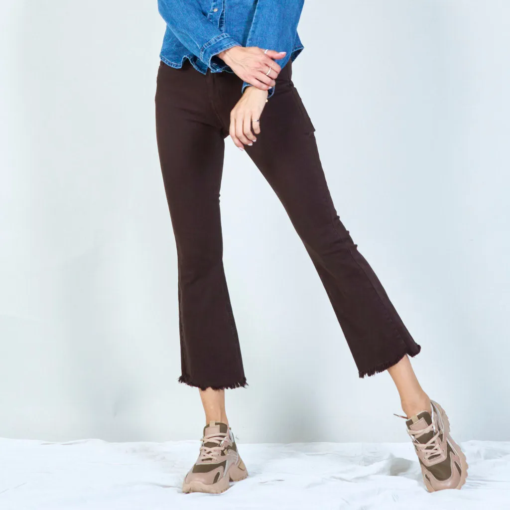 Stylish high-waisted pants with raw hem wholesale