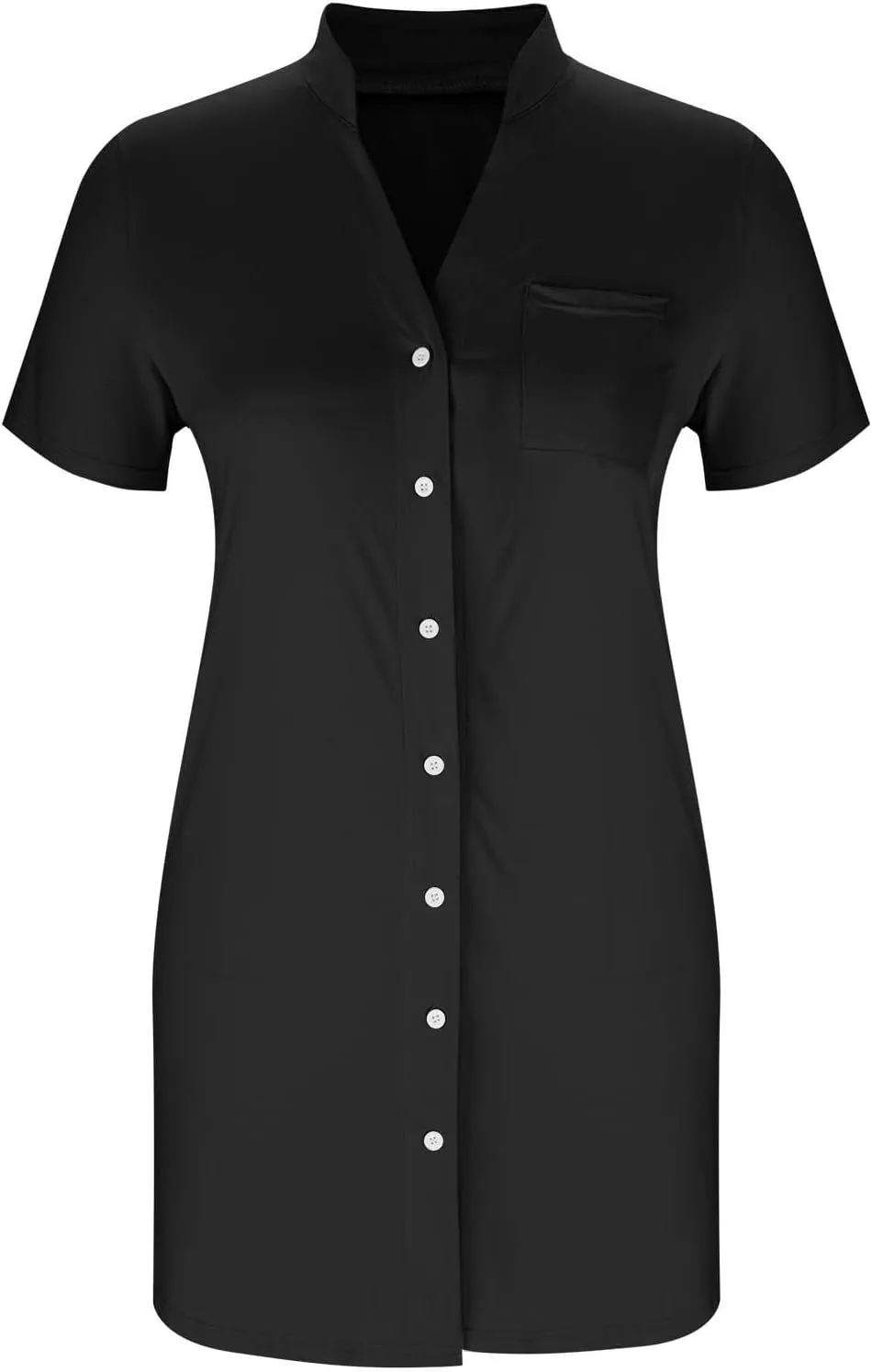 Tunic Dress for Women Button Down V Neck Short Sleeve Dresses Lounge Classic Pure T-Shirts Dress Outfits
