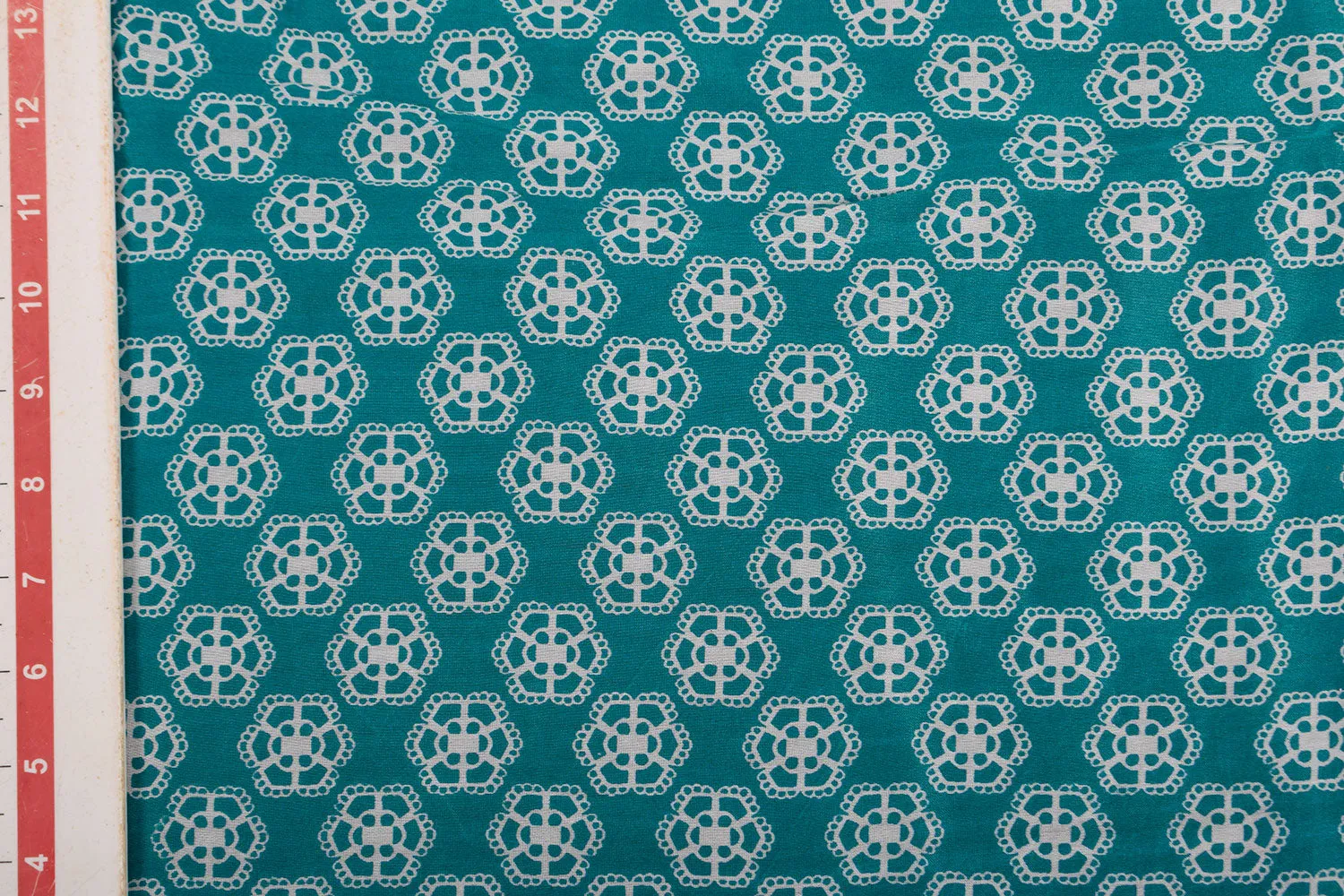 Turquoise Printed Chanderi Fabric