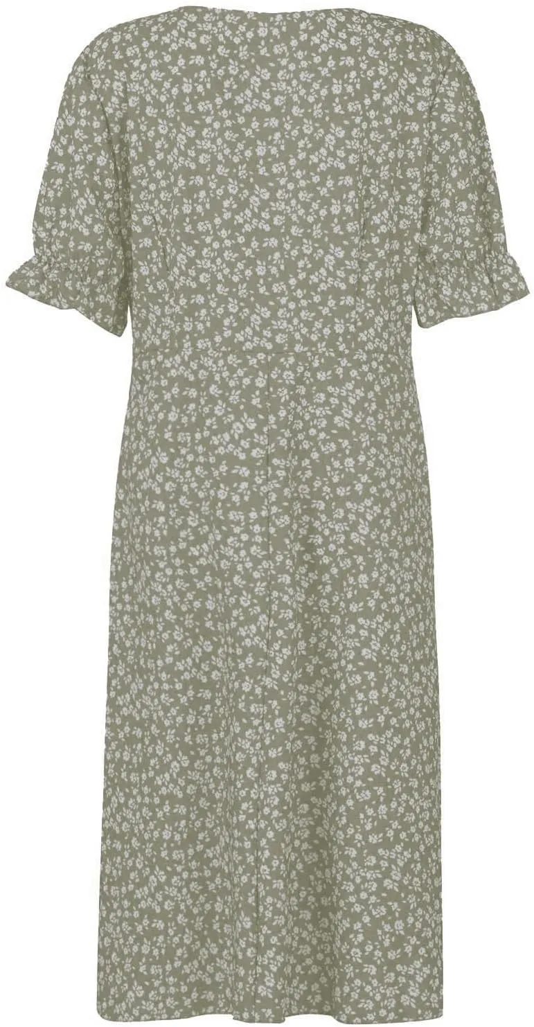 Women's Maxi Dress Spring Summer Casual Loose Floral Printed A-Line 2024 V Neck Short Sleeve Boho Midi Dresses, S-3XL