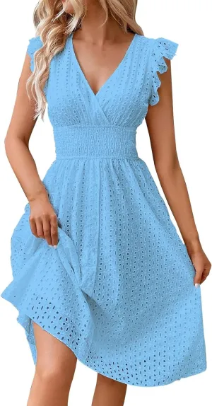 Women's MIDI Lace Cutout Slimming V Neck Plus Size Dress Basics T Shirt Dress