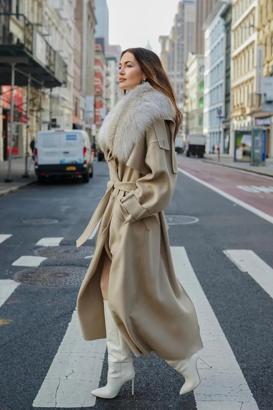 Wool Oversized Trench Coat Irish Cream
