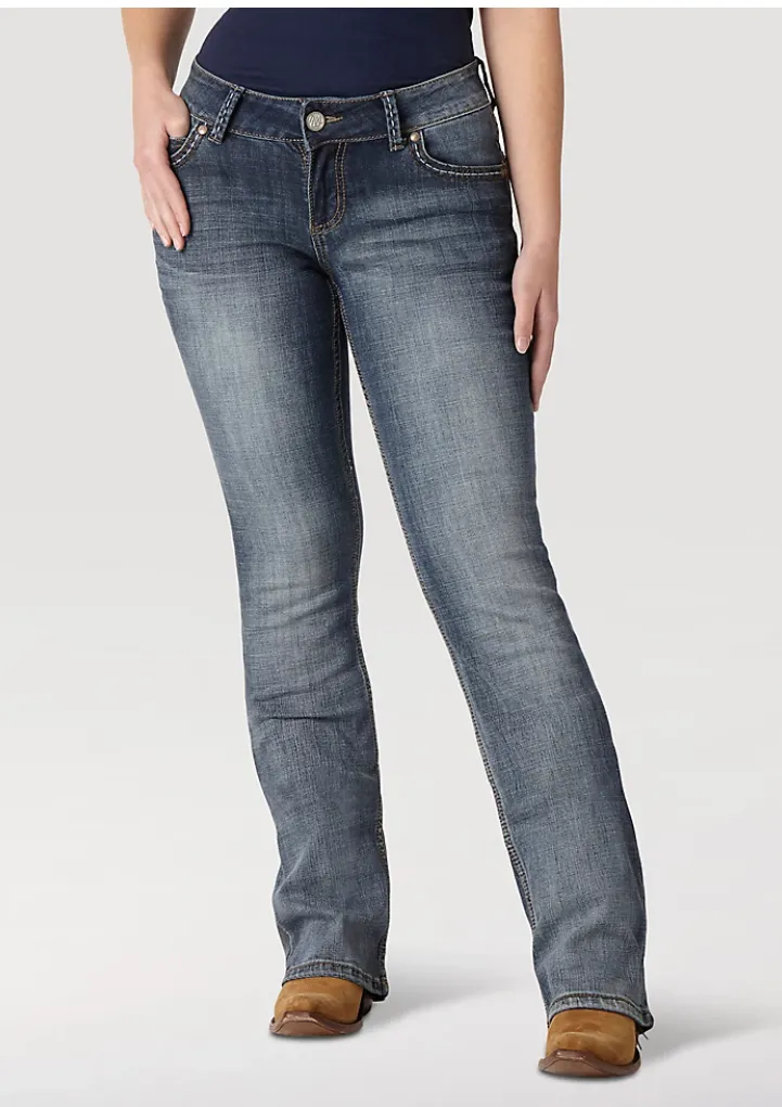 Wrangler Retro Womens Dark Wash Sadie Low Rise Boot Cut Jeans Style 07MWZDW
