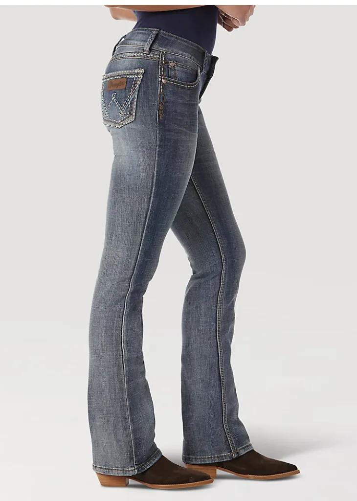Wrangler Retro Womens Dark Wash Sadie Low Rise Boot Cut Jeans Style 07MWZDW