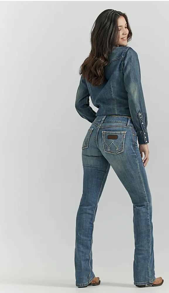 Wrangler Retro Womens Dark Wash Sadie Low Rise Boot Cut Jeans Style 07MWZDW